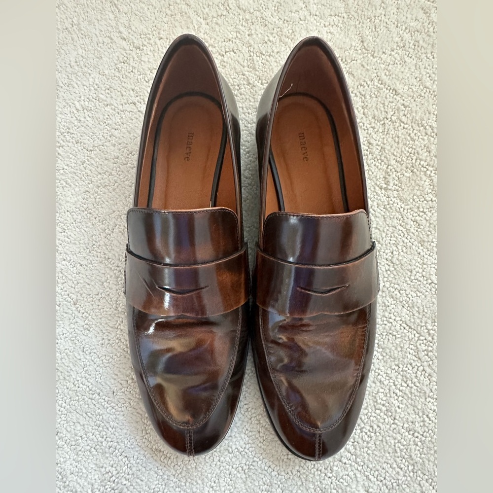 Anthropologie Maeve brown leather loafers